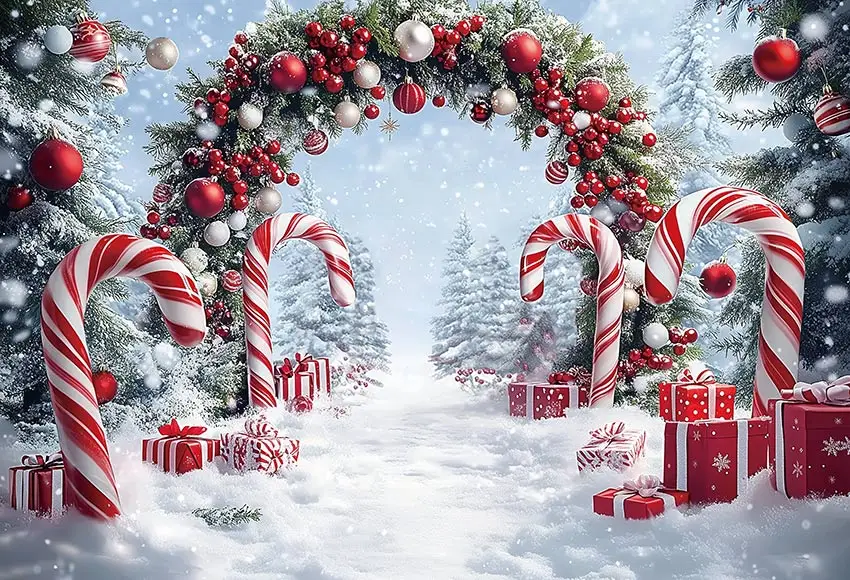 Mehofond-telón de fondo mágico de Nochebuena para niños, bosque, poste Norte, fiesta, escenas de ventana, decoración, muñecos de nieve, estudio de fondo