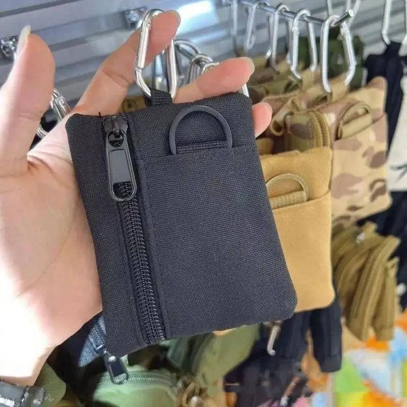 Wasserdichte Leichte Oxford Mini-Taktische Tasche mit Karabiner, Reißverschluss, Schlüsselhalter, Münz- und Kartenfach, Outdoor-Wandertasche, Herren-Geldbörse – Detail 1