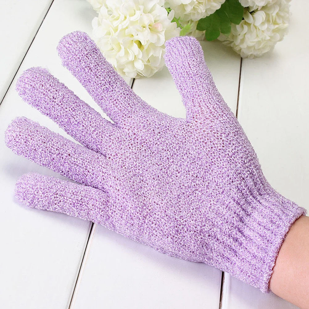 2 Pcs Loofah Gloves Exfoliating Bath Nylon Shower Body Scrub Exfoliator Frosted Five Fingers