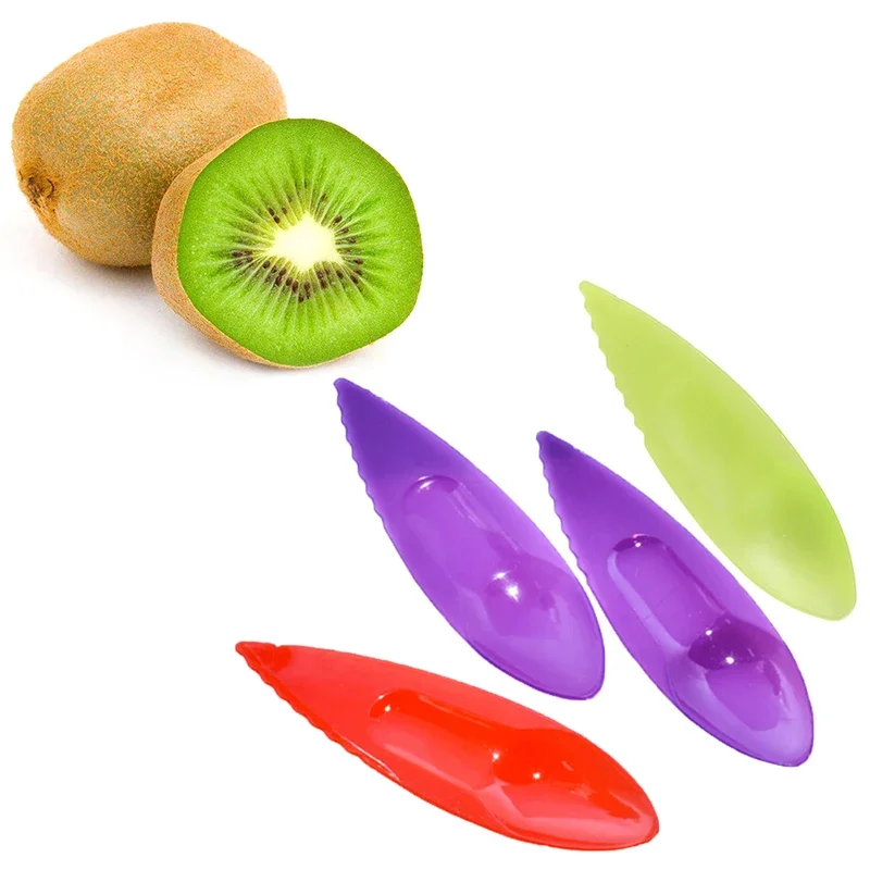 5PCS Plastic Kiwi Spoon Kiwi Dig Scoop Vegetable Fruit Knife Slicer Peeler Cutter Kitchen Tools Peelers Scoop Cutter Candy Color