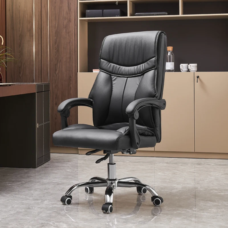 

Офисное кресло из натуральной кожи, современное эргономичное компьютерное кресло с откидной спинкой для босса, поворотное кресло с высокой спинкой и подставкой для ног, дома