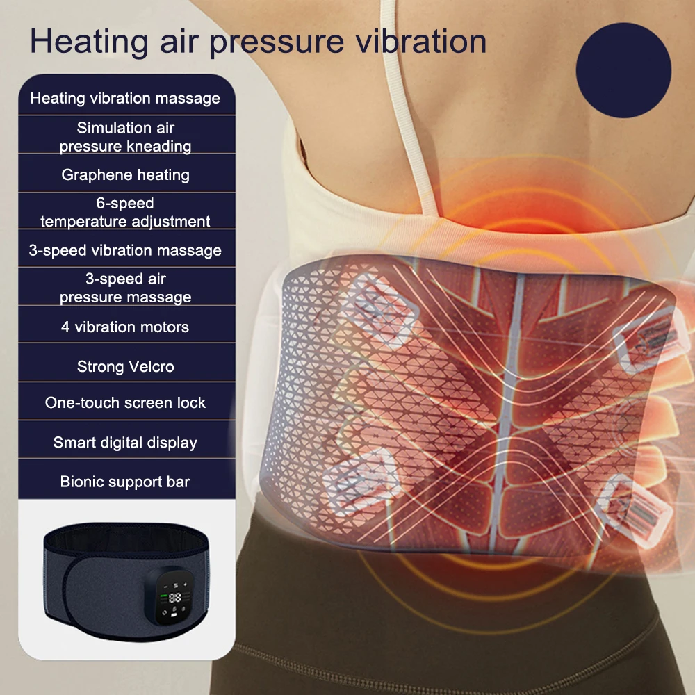 

Back Support Massage Belt Electric Vibration Heating Waist Massager Airbag Knead Massage Promote Blood Circulation Pain Relief