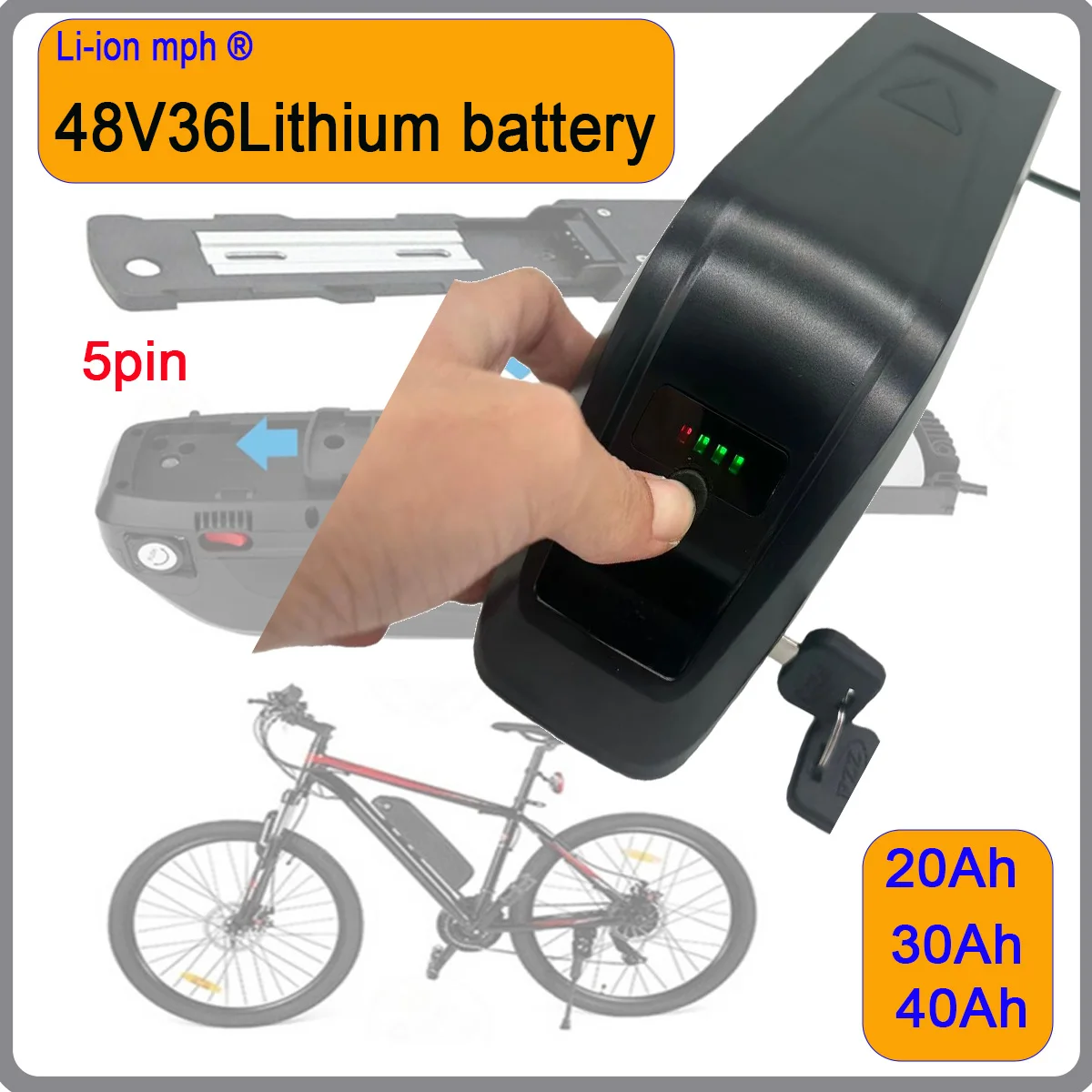 

High quality 30Ah New 48V 36V Hailong Battery Pack For Motor 750W/1200W BMS Built in Power Battery 100% original +Charger