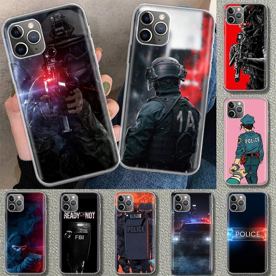 Чехол для телефона Police SWAT FBI для iPhone 11 12 13 Mini 14 15 Plus 16 Pro Max 17 Air 7 8 + SE Art Customized Fundas 11 12 13 1