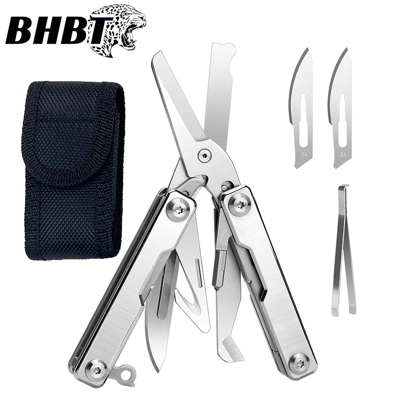 

BHBT EDC Mini Multitool Pliers Scissors with Window Replacement Blades Pocket Multi Tool Outdoor Survival Gifts for Men