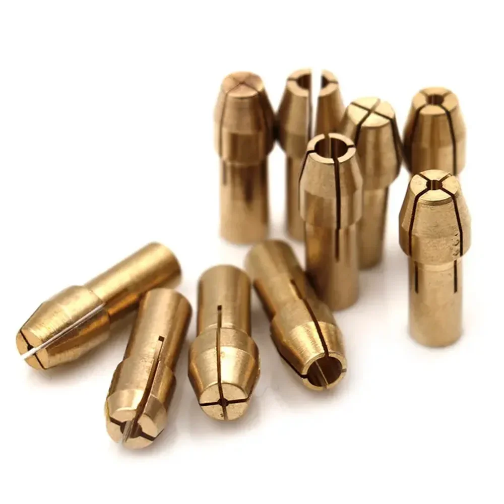 10 sztuk/zestaw Mini uchwyty wiertarskie Adapter 0.5mm-3.2mm Mini uchwyty wiertarskie Adapter uchwytu mikro tuleja zaciskowa mosiądz do elektronarzędzi obrotowych — zdjęcie 2