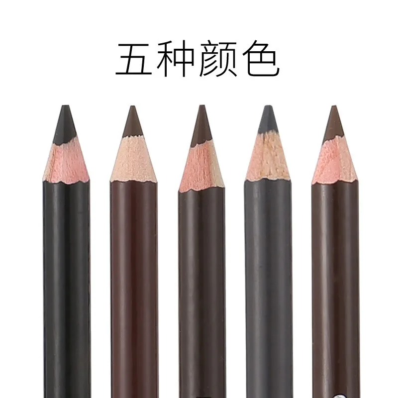 Wenkbrauwpotlood met dubbel uiteinde, langdurig, vlekvrij en penseel, waterdicht, natuurlijk en gemakkelijk te kleuren wenkbrauwpotlood