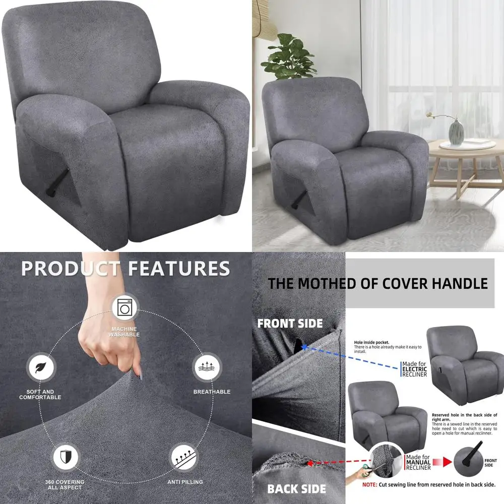 

Oversized Recliner Chair Covers, Thick 4-Piece Set for Lazy Boy Style Recliners, Suitable for Pets and Kids (X-Large, Light Grey