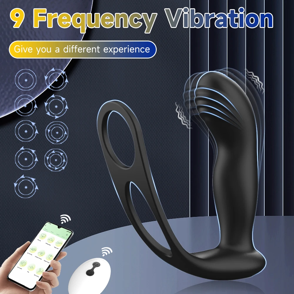 App Remote Controlled Anal Toy Vibrating Butt Plug Dual Penis Ring Vibrator 9 Mode Prostate Massager Anal Plug Sex Toys for Men