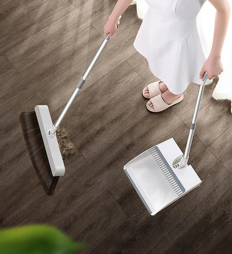 JOYBOS Home Windproof Floor Broom & Dustpan Set Stainless Upright Extendable Broomstick Floor Clean Brush Soft Comb Teeth JBS16