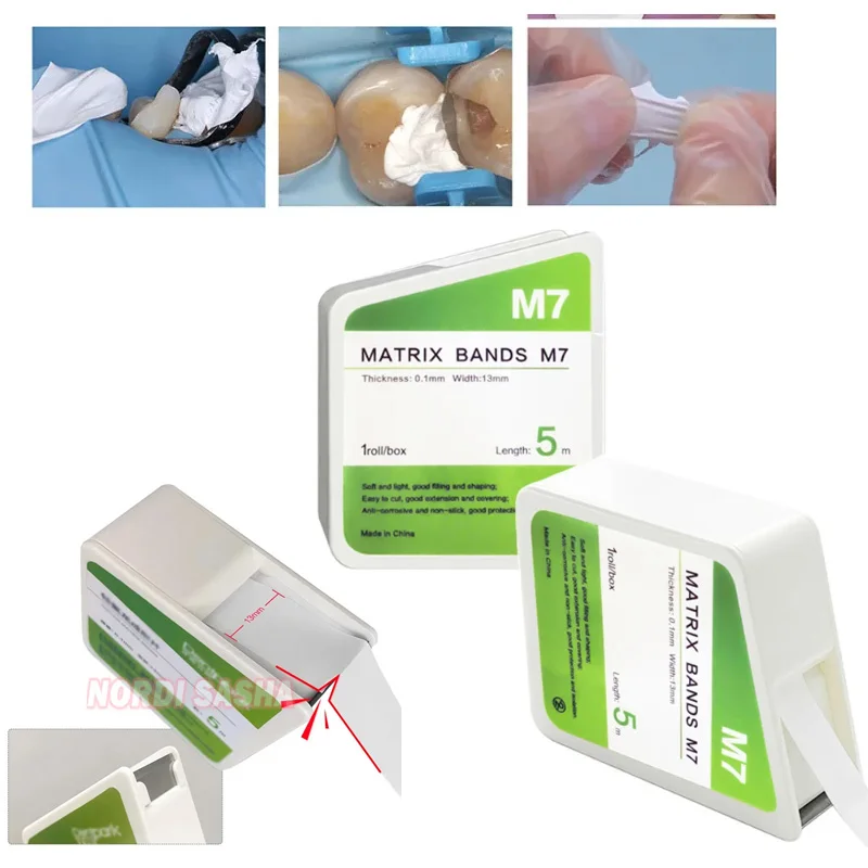 

5m/Roll Dental Teflon Matrix Bands White PTFE Raw Material Belt Contoured Matrices M7 Thickness 0.1mm Dentistry Materials