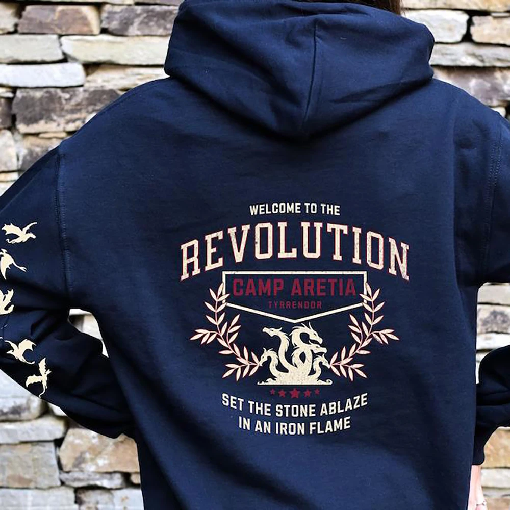 Iron Flame Revolution Hoodie with Sleeve Dragons Fourth Wing Sweatshirt Dragon Rider Basgiath War College Hoodies Fans Merch Top