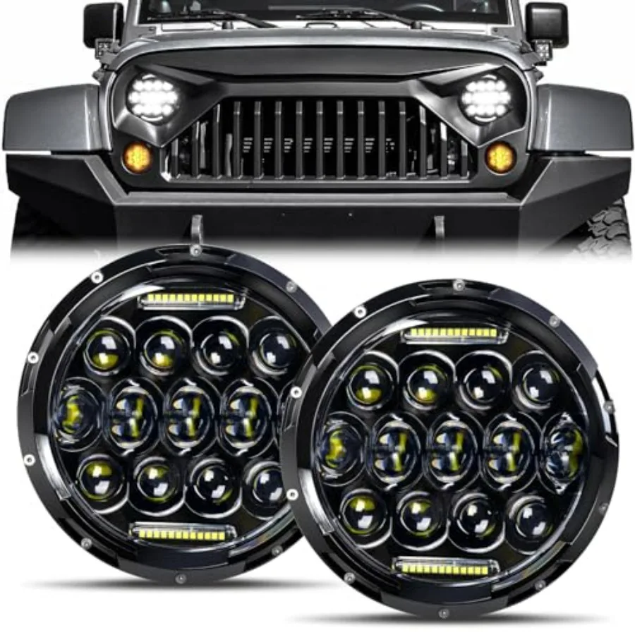 

7-дюймовая круглая светодиодная фара с сертификацией DOT H6024, ближний/дальний свет с ДХО, черный корпус, высокая яркость, совместима с Jeep Wrangler