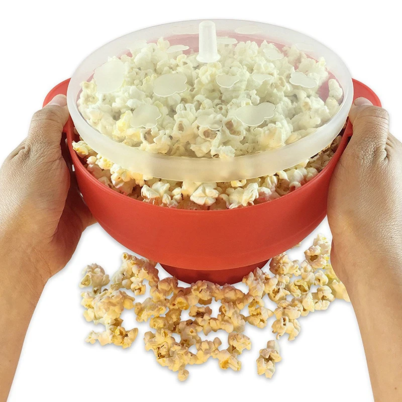 Cucina microonde Popcorn ciotola secchio Silicone fai da te Popcorn Maker con coperchio patatine piatto di frutta strumenti facili di alta qualità