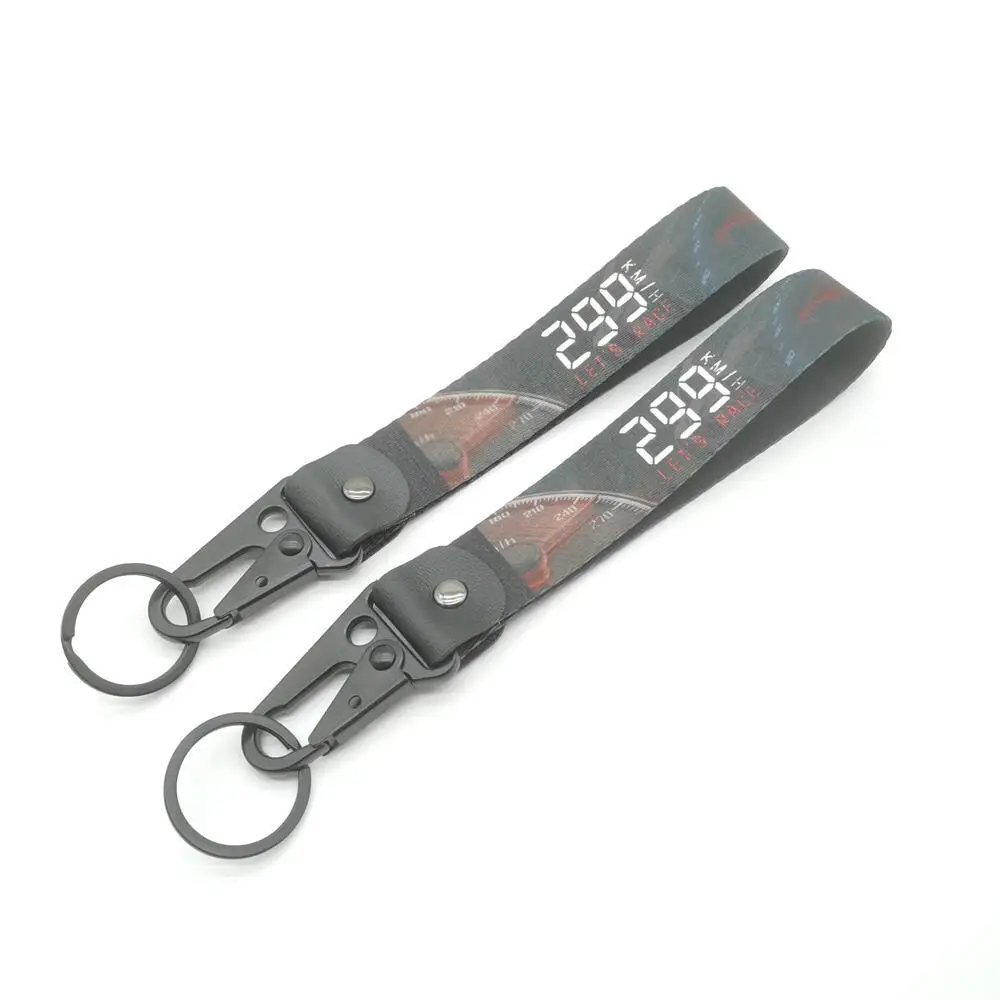 Meter 299 KM/H Key Chain JDM Racing Car Modified Style Wrist Keychain Keyring Key Rings Holder Heat Transfer Process Accessories