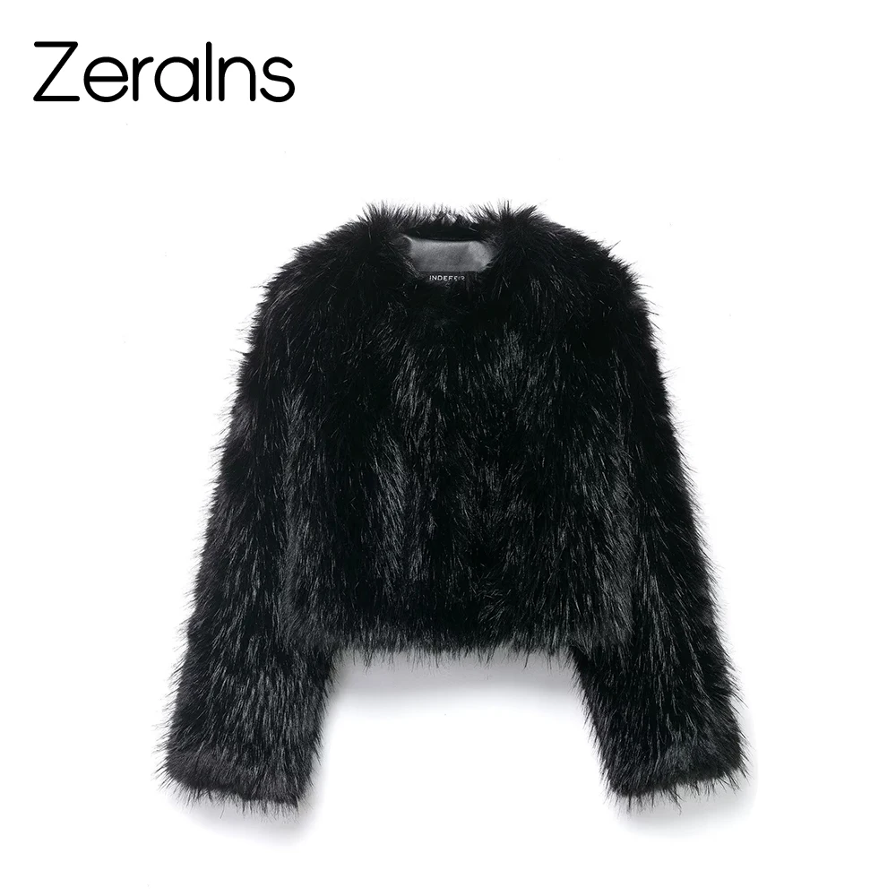 

ZERAINS 2025 Winter New Product Women's High End Round Neck Artificial Fur Effect Imitation Fur Jacket Coat