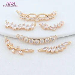 25MM 33MM 14K Gold Color Brass with Zircon Flowers Charms Pendants Connectors Necklace Jewelry Making Supplies Accessories