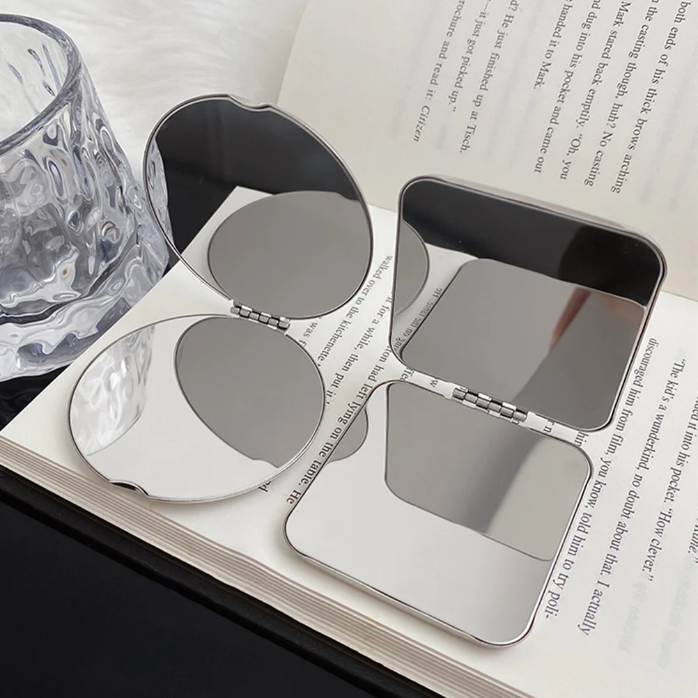 Petit miroir Portable Double face en acier inoxydable, pour femmes, voyage et maquillage, miroirs de maquillage compacts, miroirs de voyage