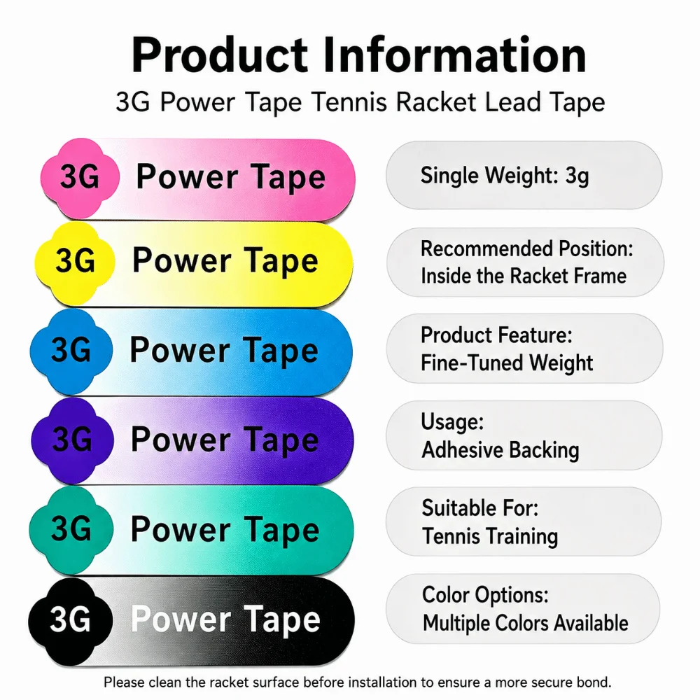 Gradient Color Pickleball Racket Weight Tape Multicolor 3G Weight Tennis Racket Weighted Sticker Self-Stick Adhesive Backed