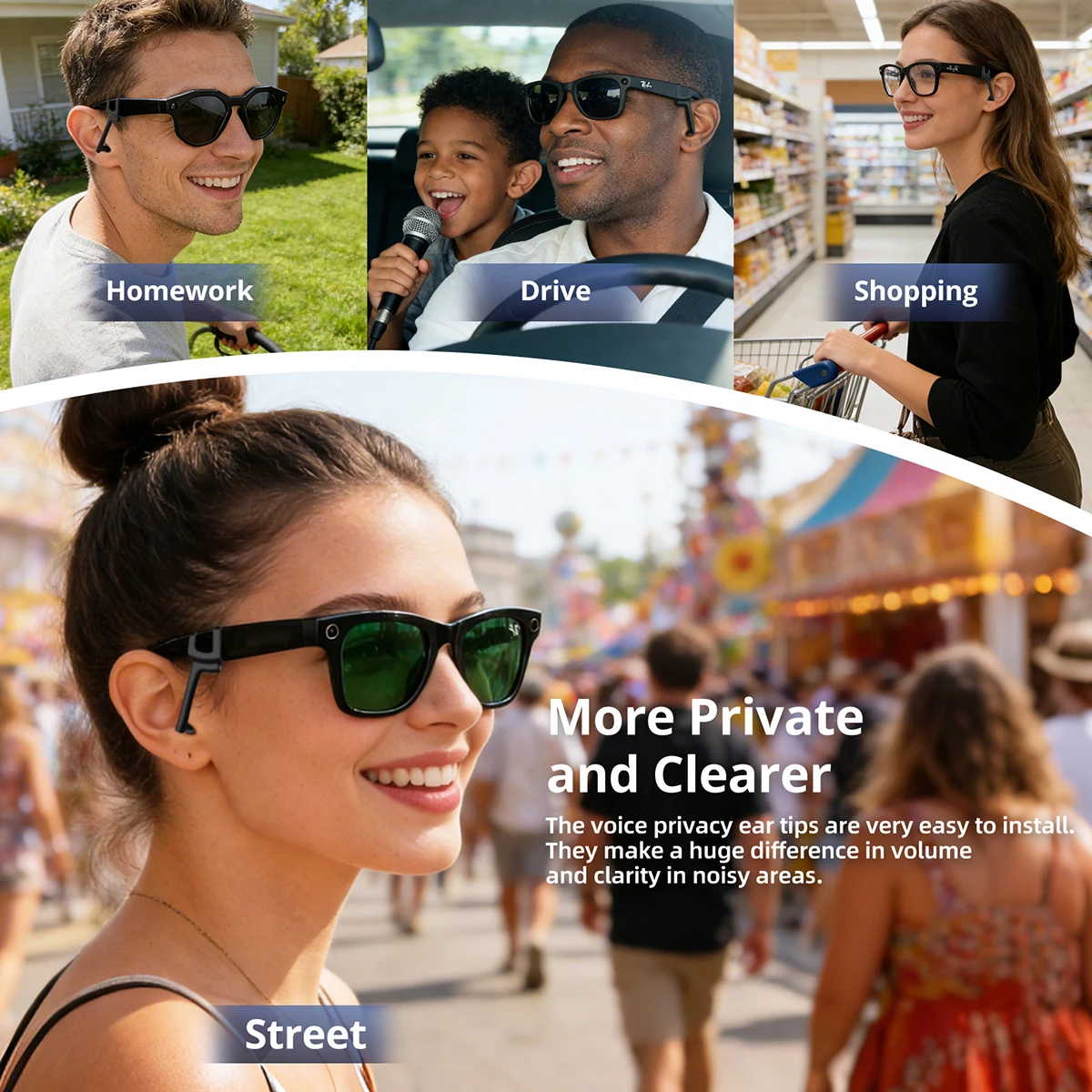 Schallführungsrohr für Matte Ray und Skyler Brillen, 1 Paar Lautsprecher-Verstärker, verbessertes Audioerlebnis, klarerer Klang, Smart Glasses – Detail 7