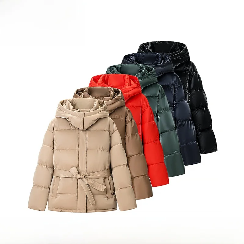

EVEA New Women's Faion Winter Casual All-Match Hand-Filled Cotton Bright Surface Cotton Jaet Zipper Closure Long Sve