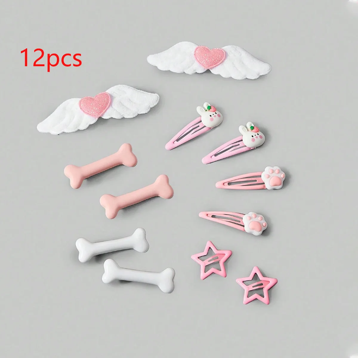 12 handgefertigte schwarze Haarspangen im Punk-Stil, Y2K Kreuz-geometrische Katzenpfoten-Horn-Elemente, Cartoon-Entenschnabel-Clips, BB-Clip-Haaraccessoire – Detail 5