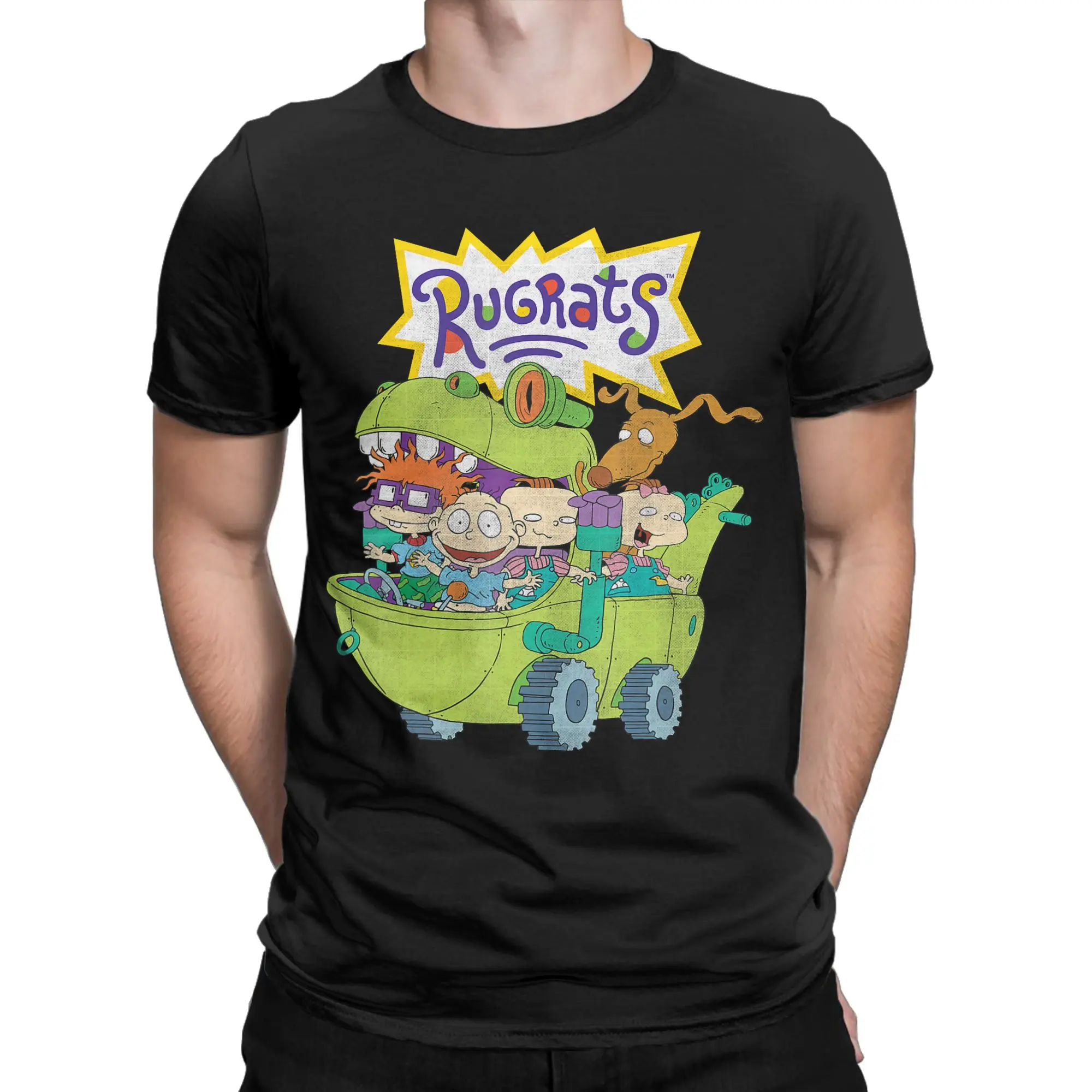 Nickelodeon  Reptar Wagon Funny 100% Cotton T-Shirt R-Rugrats Tees Tops For Men