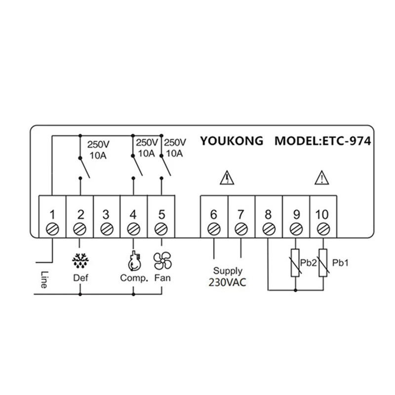 2 uds ETC-974 temperatura refrigerador termostato regulador termorregulador termopar Sensor NTC