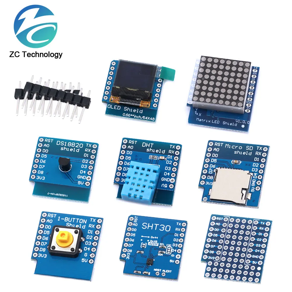 D1 Mini ESP8266 ESP-12F CH340G V2 USB dla WeMos rejestrator danych płyta rozwojowa WIFI V3.0 NodeMCU Lua DHT22 AM2302 WS2812 RGB