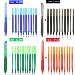 Pressable Sliding Eraser 0.5mm Blue / Black / Green / Red Ink Magic Erasable Ink Cartridge For School And Office Writing Tools