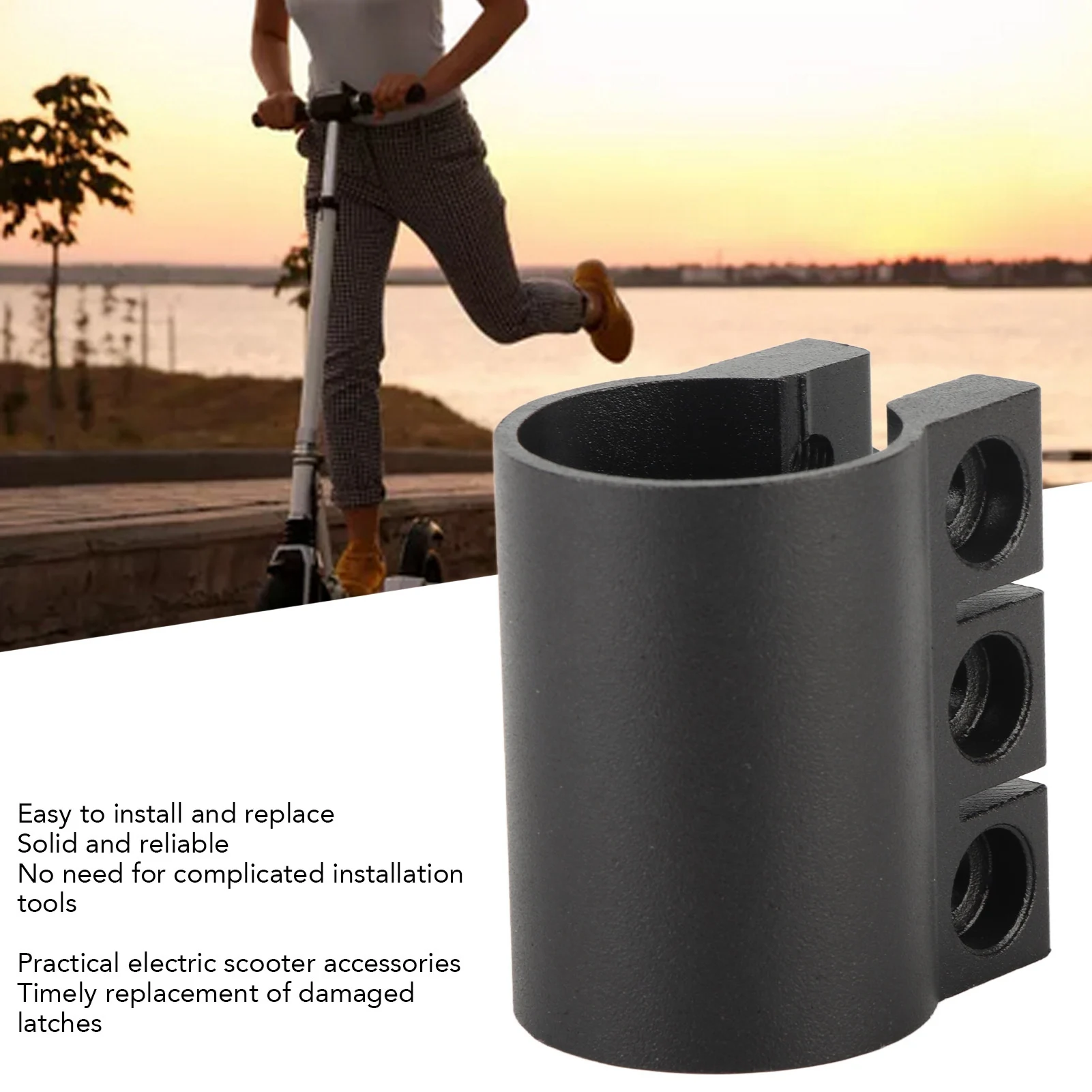 Braçadeira dobrável atualizada para scooter elétrica, braçadeira dobrável, haste vertical, trava robusta, 10 tamanhos para acessórios de scooter elétrica
