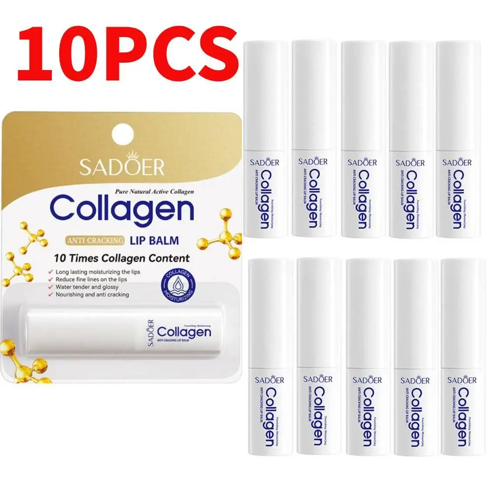 10PC Collagen Anti-Cracking Lip Balm For Anti-cracking Long Lasting Moisturizing The Lip Exfoliates To Keep You Smooth Wholesale