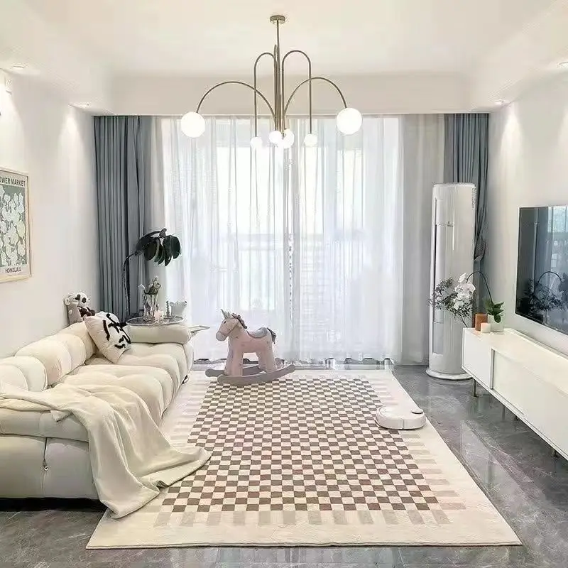

VIKAMA Wabi-sabi Style Faux Cashmere Rug Ins Cream Style Living Room Dirty Resistant Bedroom Bedside Rugs Home Decoration