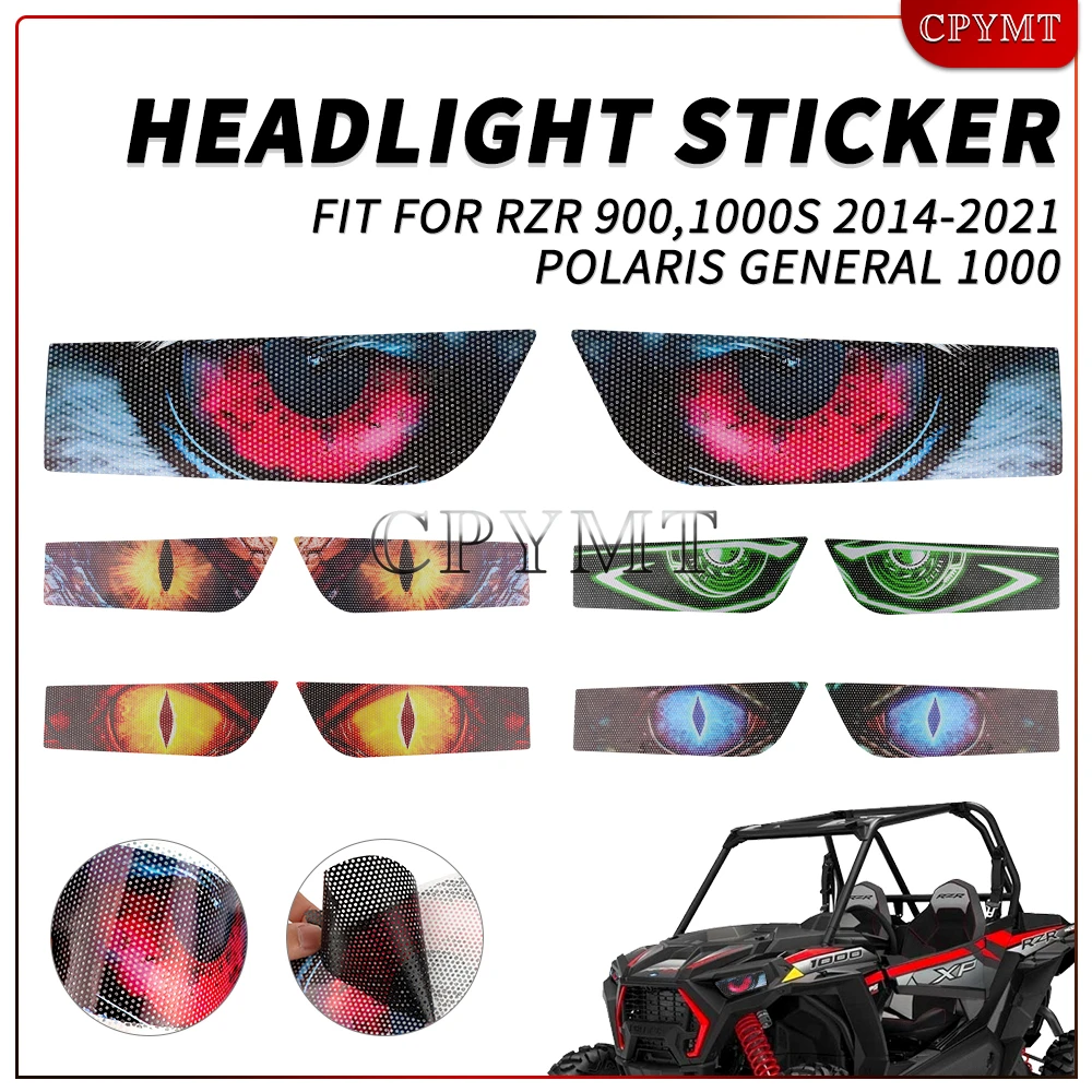 

Motorcycle Front Fairing Headlight Guard Sticker Head Light Protective Decals Fit For RZR 900 XP 1000 Polaris General 1000