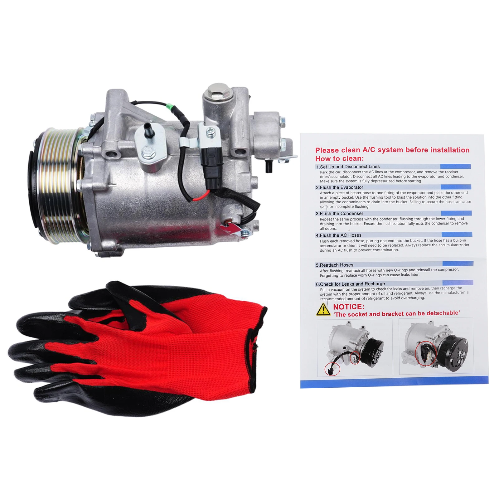 Refurbishment A/C AC Compressor 12V 7PV For 2007 2008 2009 2010 2011 Honda CRV CR-V 2.4L CO 4920AC Air Conditioning Car Engine Accessories Replacement Parts US Warehouse Replace OE  38810RWCA03, 38810RX0A01, 0610239, 2004920AM