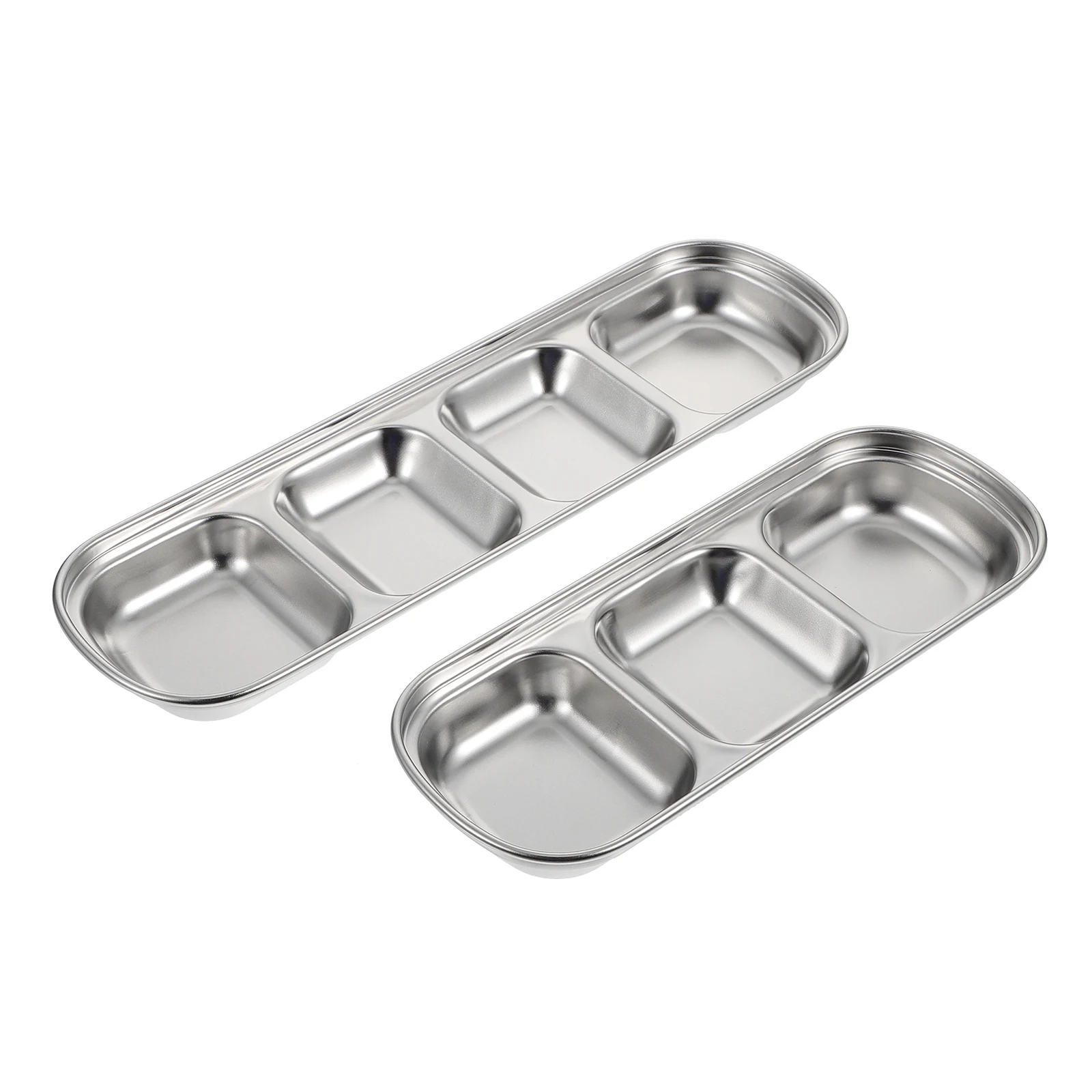 

2pcs Feeding Tray 201 Stainless Steel Multi-grid Dishes for Small Pets Pet Fodder Plate Dog Cat Rabbit Food Plates