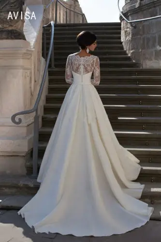 Elegante Vlek Ivoor A-Lijn Trouwjurk Voor Vrouwen Knoop 2024 Bruidsjurken Deppe V-Hals Robe De Mariée Vestido De Noiva