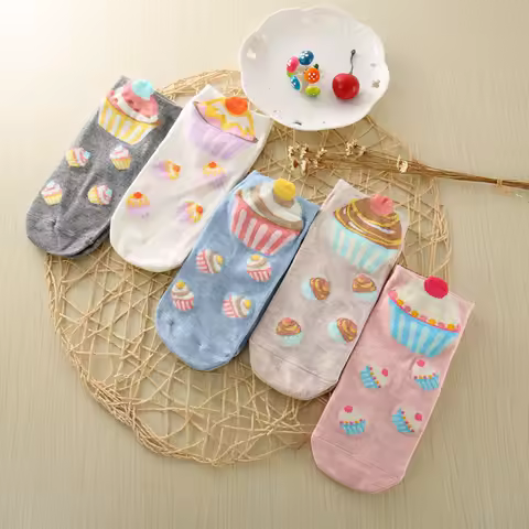 Christmas fashion kawaii cute cartoon pattern ladies socks summer invisible very short dress funny Harajuku woman socks