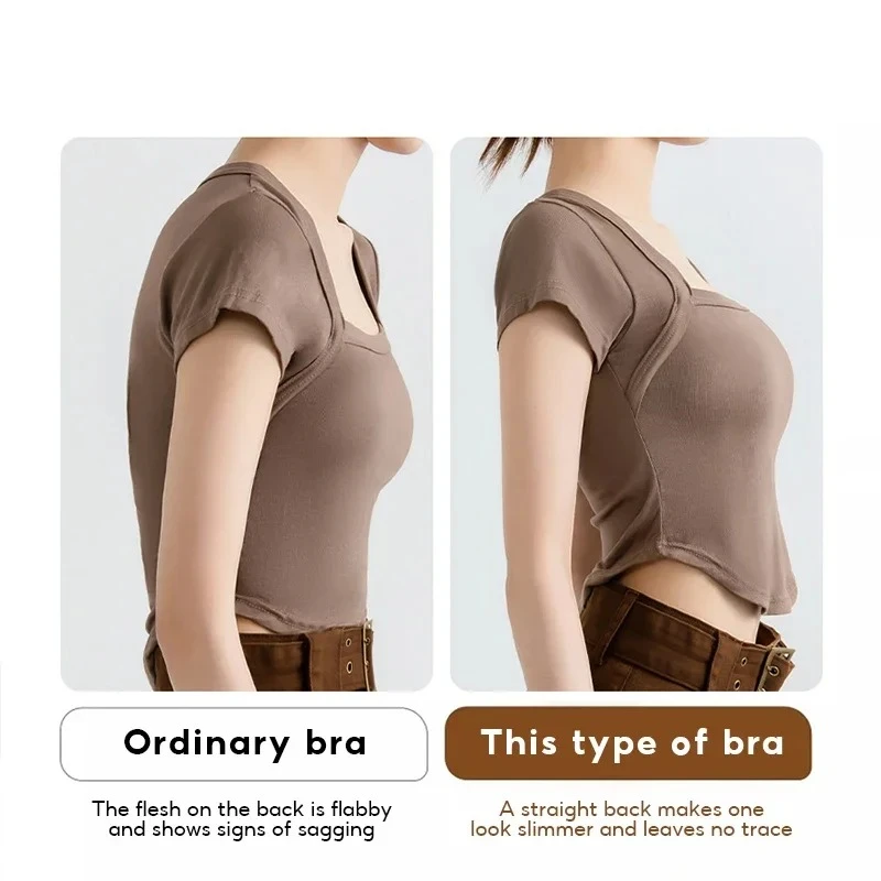 حمالة صدر لاسلكية لتصحيح الوضعية للنساء، حمالة صدر بدون خياطة مع دعم متقاطع للظهر للملابس الداخلية اليومية