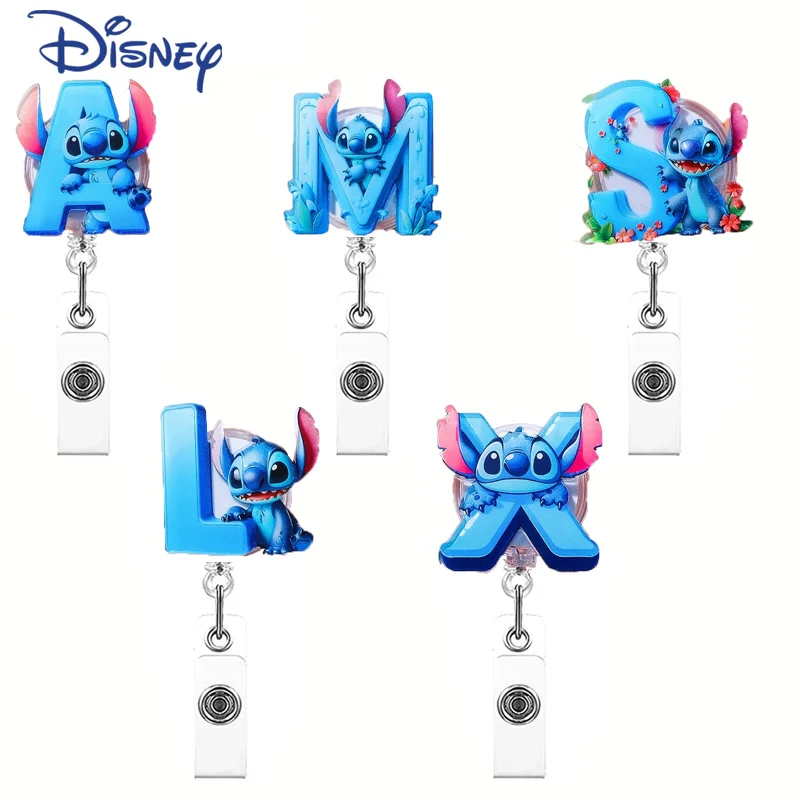 1pc Potdemiel Stitch Letter Adjustable Chest Badge Clip Nurse Doctor Student Easy-to-pull Buckle Card Holder