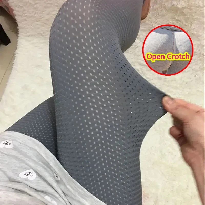 

Сексуальные леггинсы с открытой промежностью для женщин, летние дышащие леггинсы из ледяного шелка с высокой талией для тренировок, мягкие колготки для бега, модные спортивные штаны