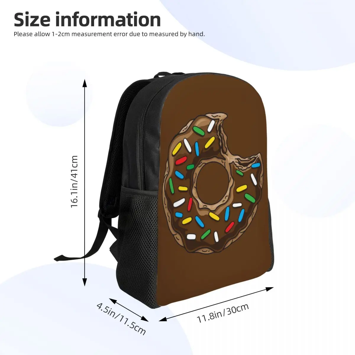 Mochilas de Pão Donut para Homens e Mulheres, Impermeável, Comida Escolar Universitária, Donut Bag, Impressão Bookbags