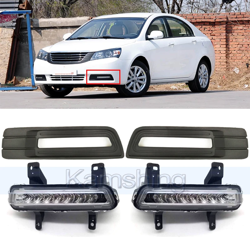 

Комплект из 4 противотуманных фар для Geely Emgrand 7 EC718 2013, рамка противотуманной фары, светодиодные ДХО, ходовые огни