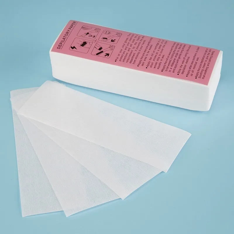 Professional Non-woven Hair Removal Wax Paper Strips, 100 Count Disposable Depilatory Liner for Body, Arm, Leg, Underarm Waxing