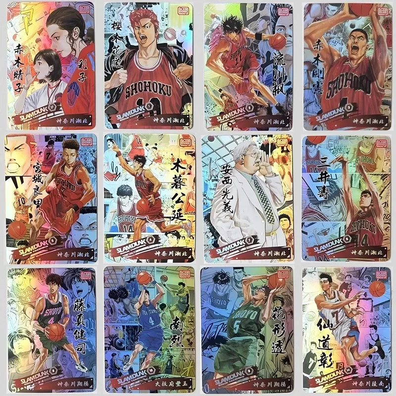 24pcs/set Slam Dunk Sakuragi Hanamichi Rukawa Kaede Self Made Refraction Flash Card Anime Classics Game Collection Card Toy Gift