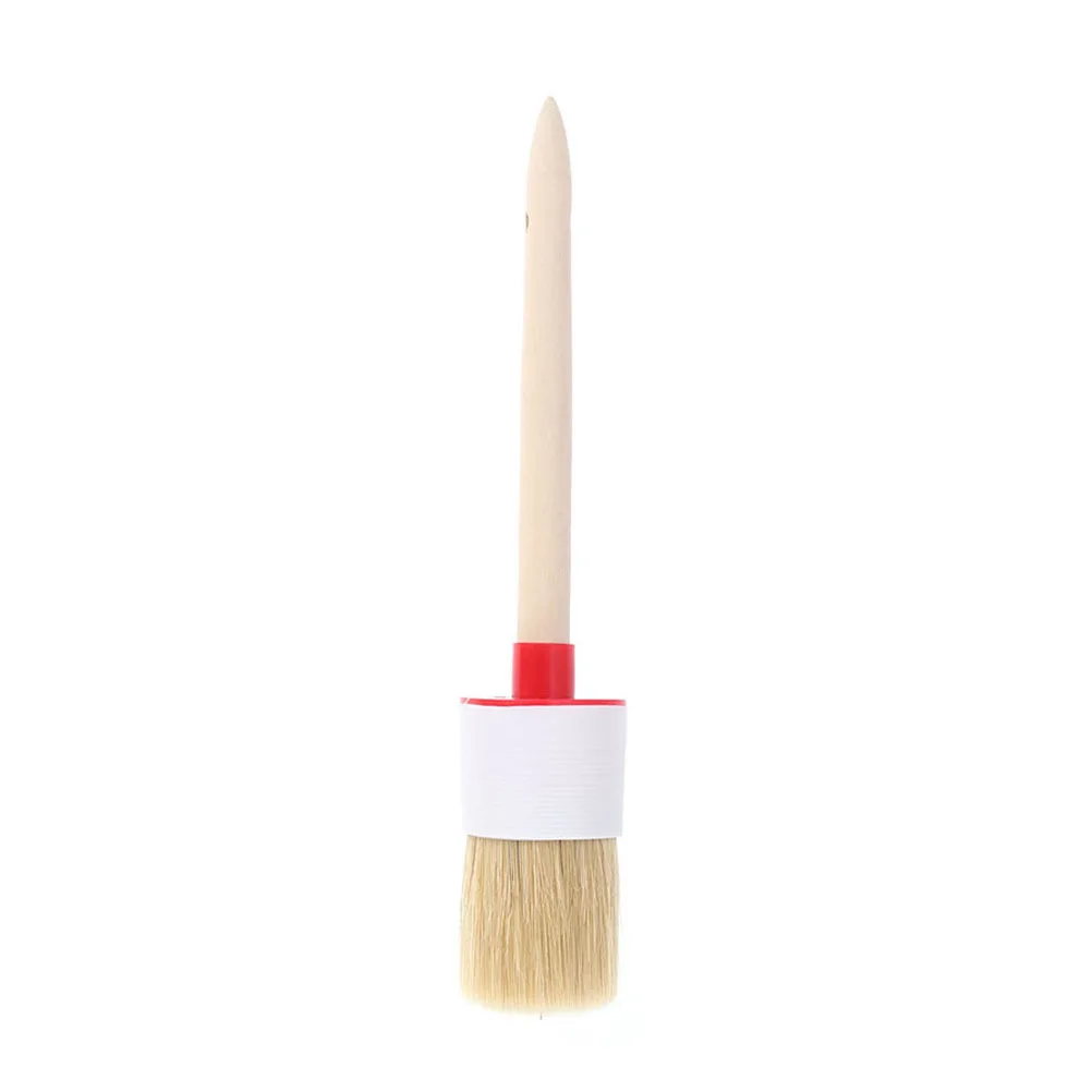 

4Pcs Bristle Brush Wooden Handle Oil Painting Ergonomic Round Bristle Brush Multipurpose for Acrylic Gouache
