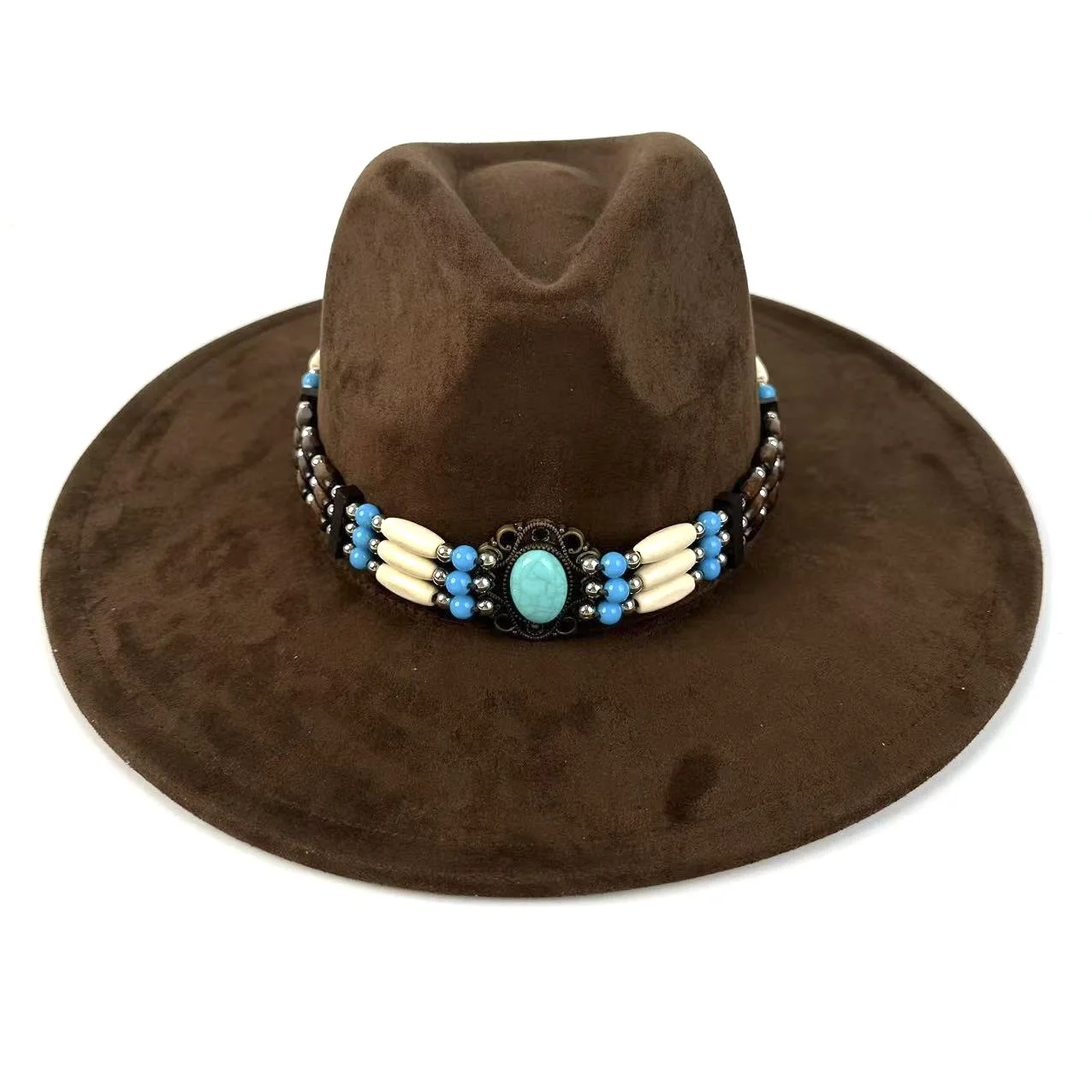 

Western cowboyTibetan accessories fashion top autumn and winter new deerskin velvet big edge jazz hat