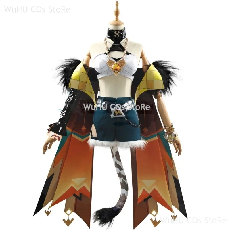Genshin-Disfraz de impacto para mujer, peluca de Xilonen, uniforme de fiesta, ropa de juego de rol de Halloween, Setc completo; 6,r'8;p'