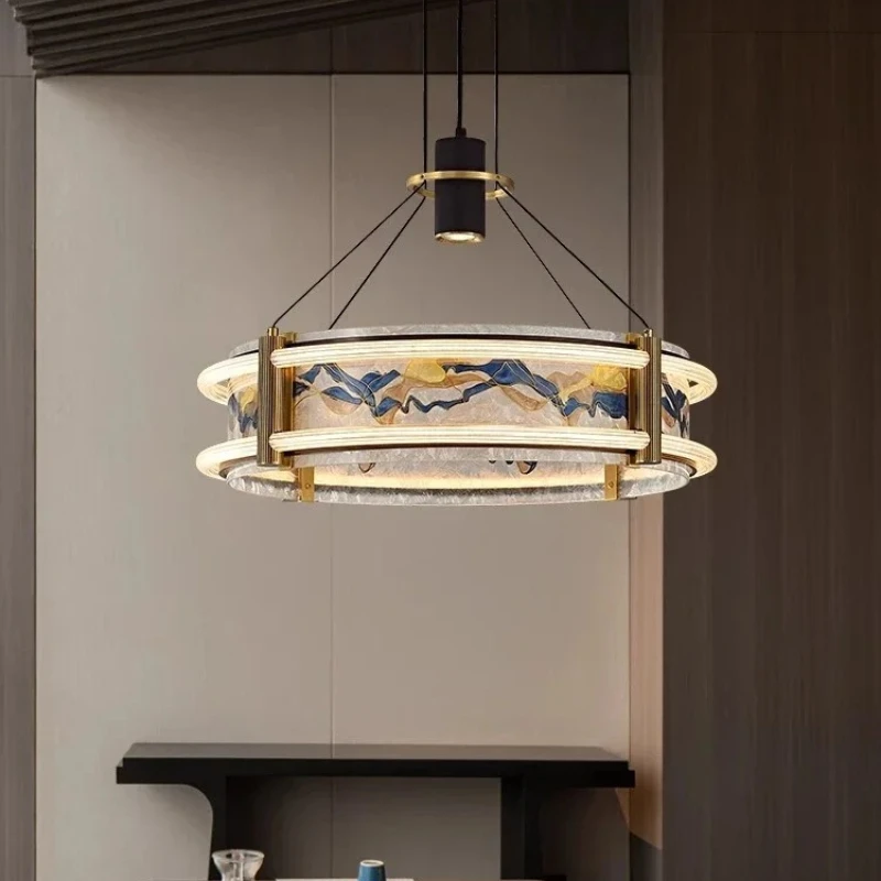 

MZISOSOD for Chinese style all copper living room chandelier round high end enamel dining room ceiling light modern luxury