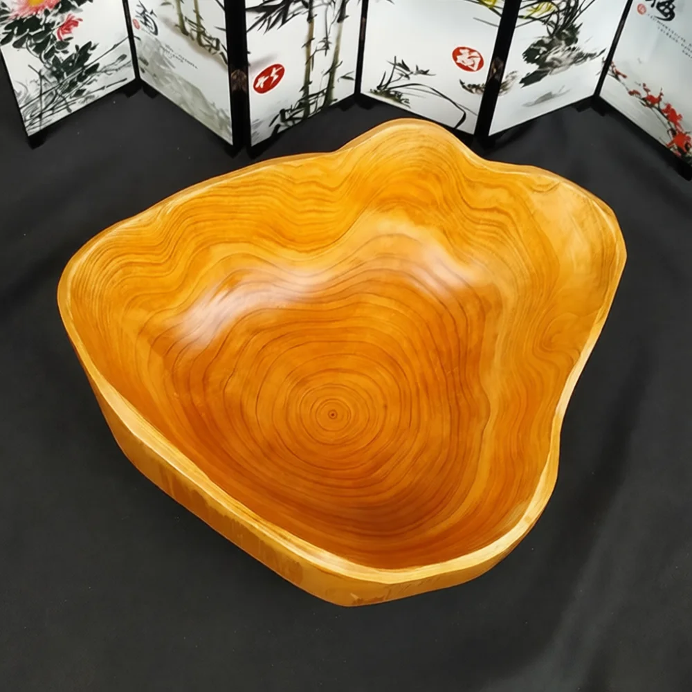 Artisan Handcrafted Fir Wood Plate Rustic Fruit Tray Vintage Decorative Bowl Kitchen Serving Home Table Accessory